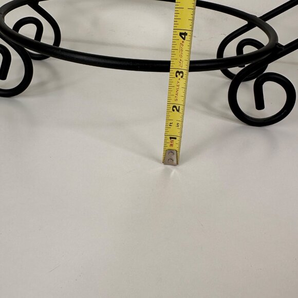 Black Metal Scrollwork Round Dish Stand With Handles 10" Inside Diameter - Picture 4 of 5